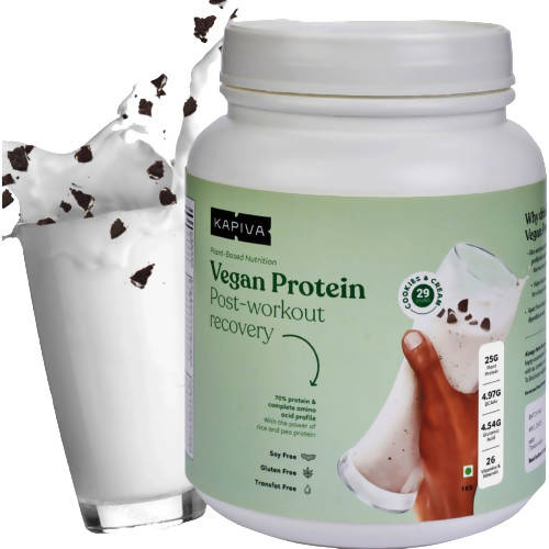 Kapiva Ayurveda Vegan Protein Post-Workout Recovery Cookies & Cream | Grocsy
