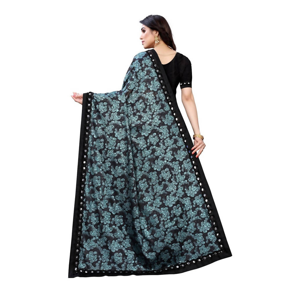 Vamika Black Lycra Designer Saree (Niya Black) | Grocsy
