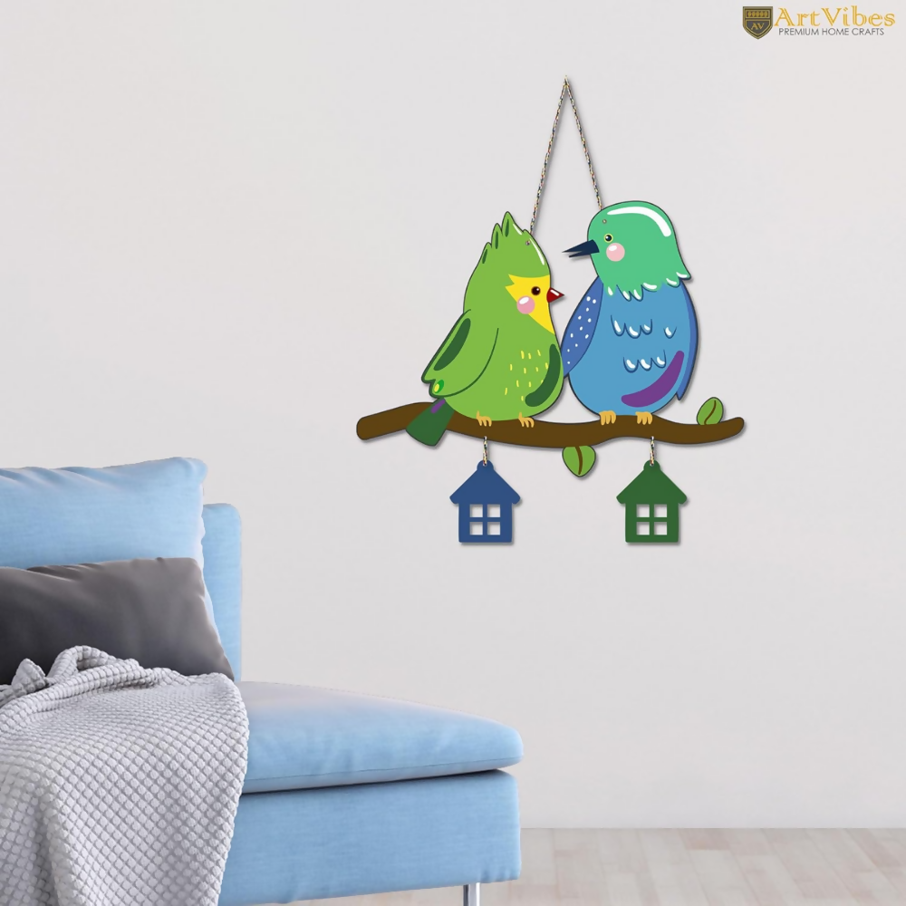 Artvibes Cute Pair of Birds Decorative MDF Wooden Wall Art for Home | Grocsy