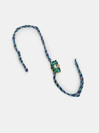 NVR Women & Men Set of 2 Turquoise Blue Lotus Shape Kundan-Studded & Beaded Handcrafted Wraparound Rakhi Set With Roli Chawal | Grocsy