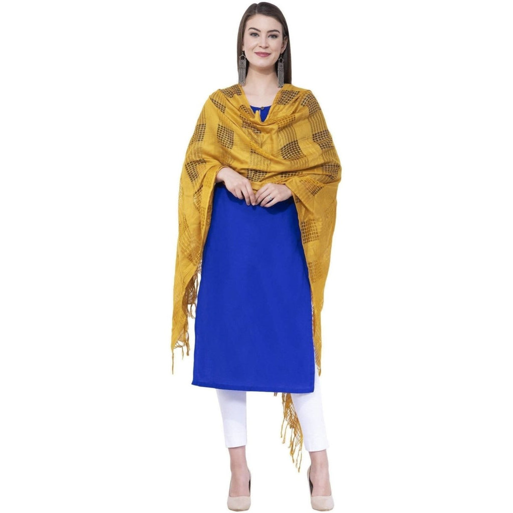 A R Silk Yellow Color Window square Cotton Dupattas and Chunnis | Grocsy
