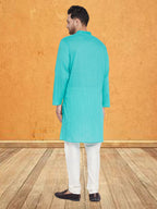 Even Apparels Men's Pure Cotton Green Kurta | Grocsy