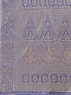 Shree Shyam Fashion Aura Silk Cream Navy Blue Banarasi Silk Saree | Grocsy