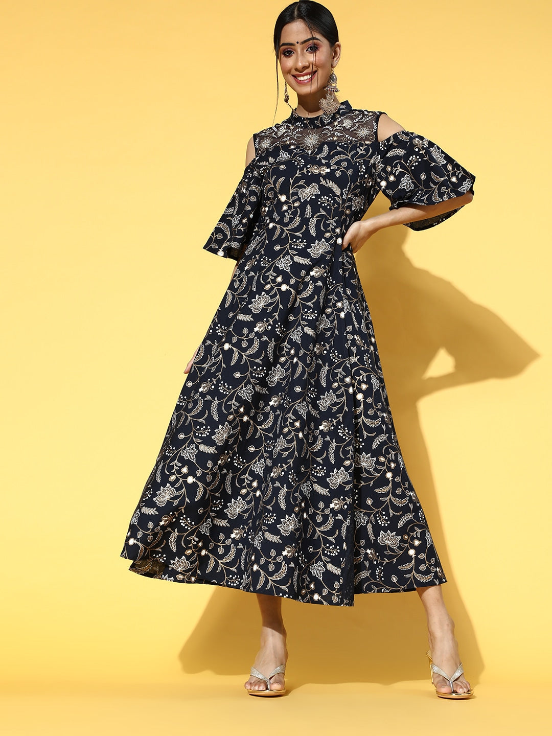 Yufta Deep Navy Blue Dress | Grocsy