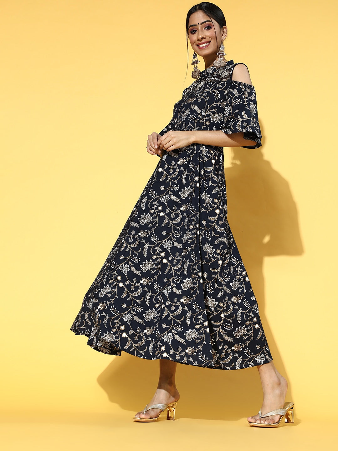 Yufta Deep Navy Blue Dress | Grocsy