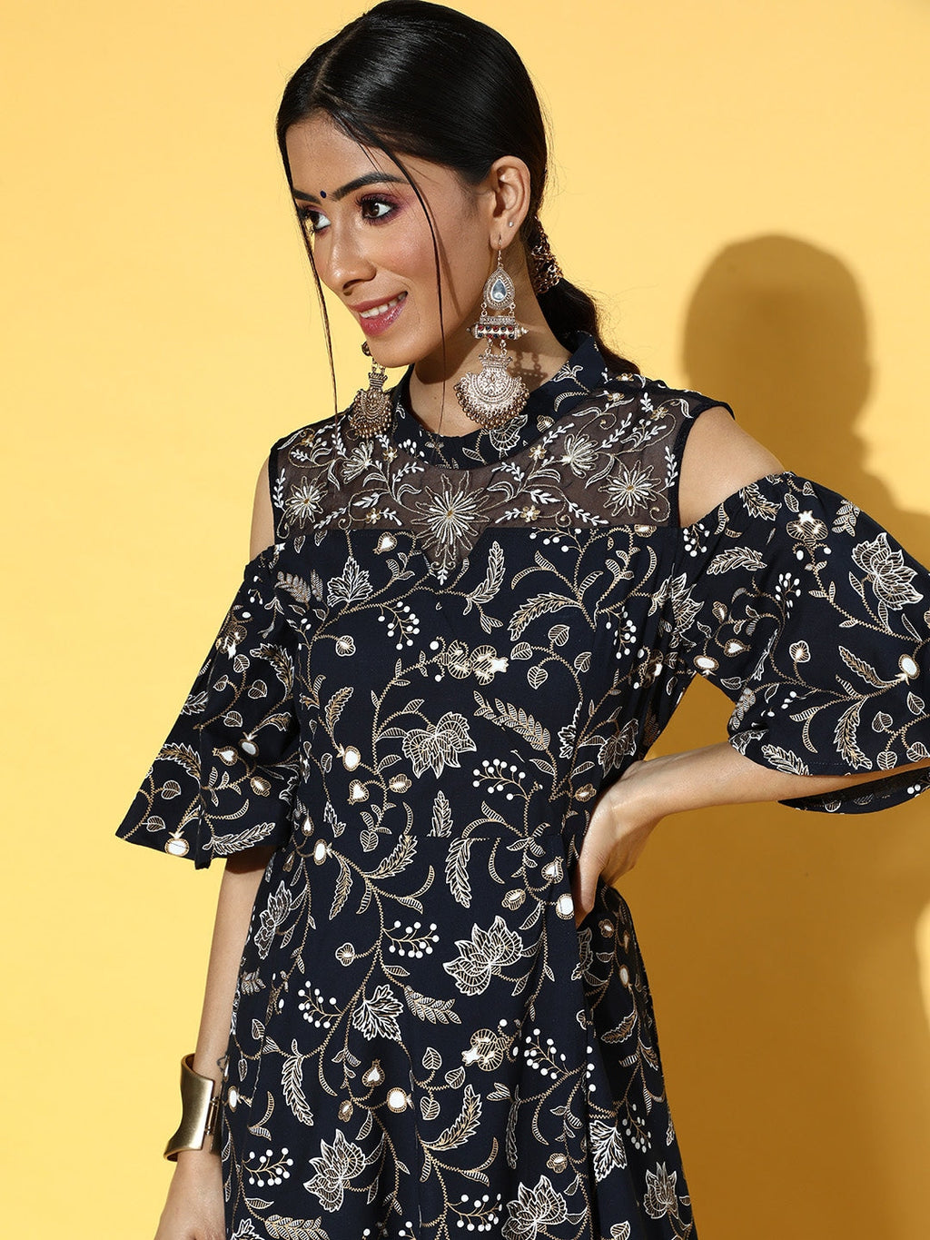 Yufta Deep Navy Blue Dress | Grocsy