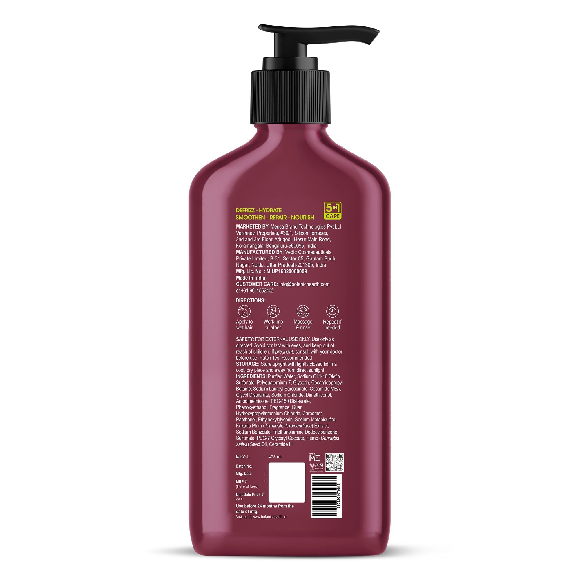 Botanic Hearth Defrizz & Hydrate Shampoo with Hemp Seed Extract & Ceramide | Grocsy