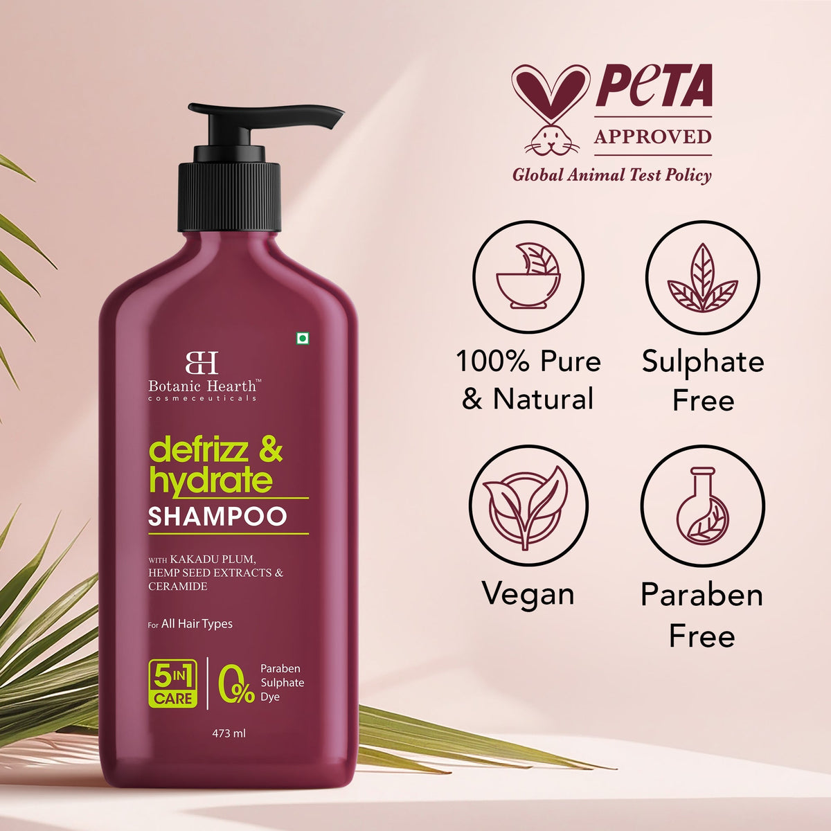 Botanic Hearth Defrizz & Hydrate Shampoo with Hemp Seed Extract & Ceramide | Grocsy