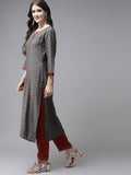 Yufta Women Grey Ethnic Motifs Printed Regular Sequinned Pure Cotton Kurta with Palazzo & With Dupatta | Grocsy