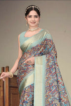 PR Fashion Multi Heavy Rich Cotton Silk Digital Print & Jacquard Saree | Grocsy