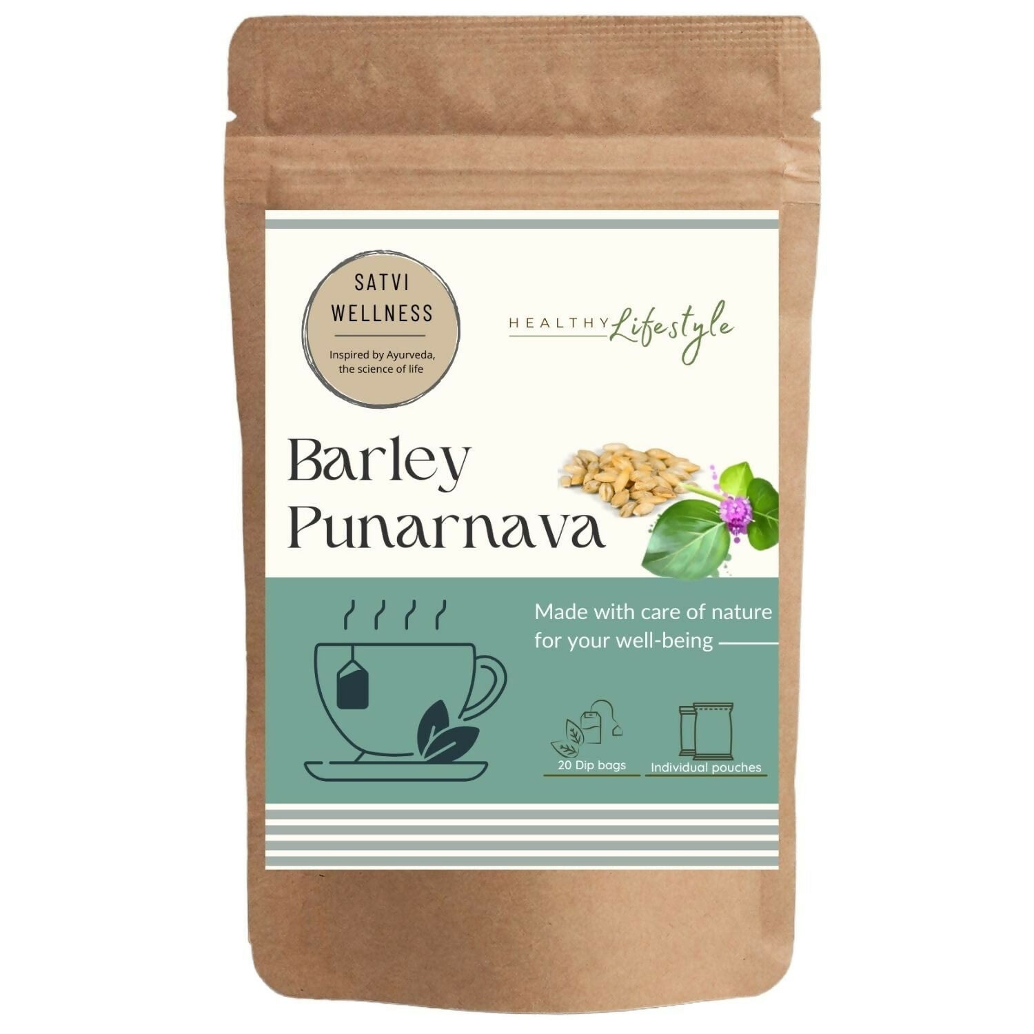 Satvi Wellness Barley Punarnava Tea | Barley Seed With Boerhavia Diffusa Herbal Tea | Grocsy