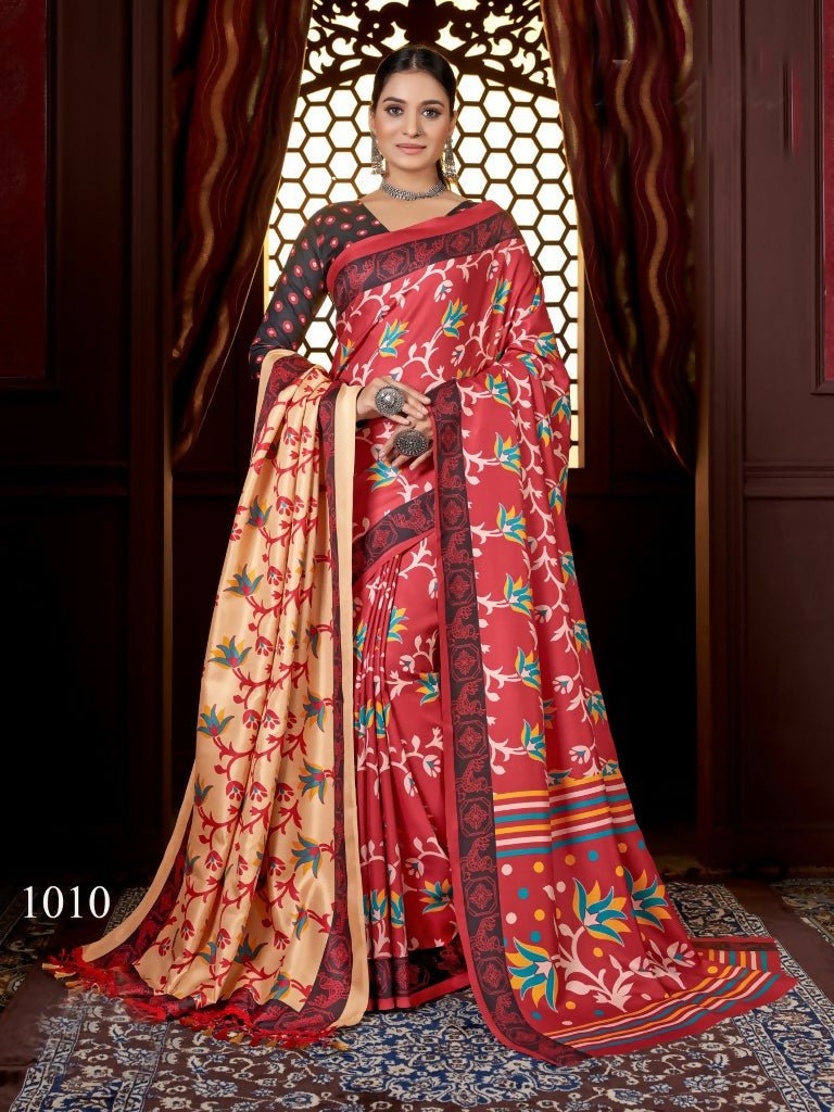 Aayaa Designer Winter Collection Printed Saree With Shawl - Multi Color | Grocsy