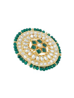 NVR Women's Traditional Ethnic Kundan Meenakari Gold-Polished Ajustable Finger Ring | Grocsy