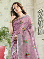 Shree Shyam Fashion Linen Light Purple Saree | Grocsy