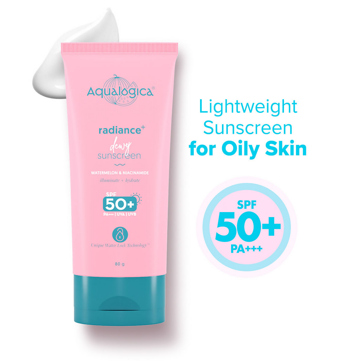 Aqualogica Radiance+ Dewy Lightweight Sunscreen Gel SPF 50+ PA+++ | Grocsy