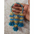 MS Fashion India Blue Color Threads And Pearls With Hanging Jhumkas Bangles | Grocsy