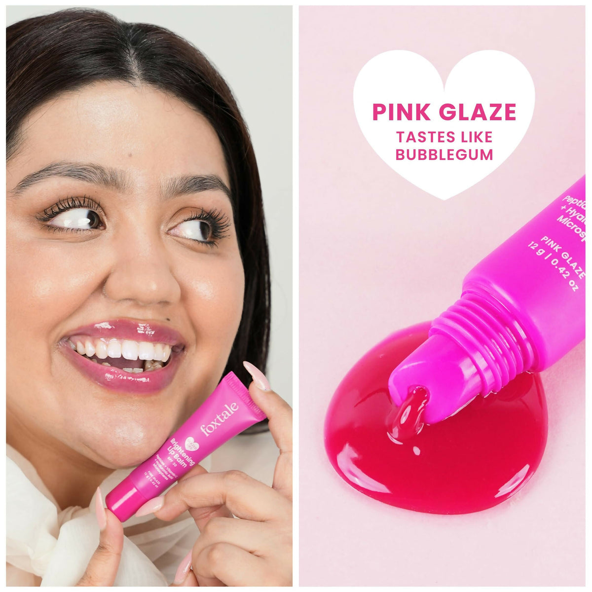 Foxtale Brightening SPF 30 Lip Balm - Pink Glaze (Bubblegum), Brightens Lips, Reduces Pigmentation | Grocsy