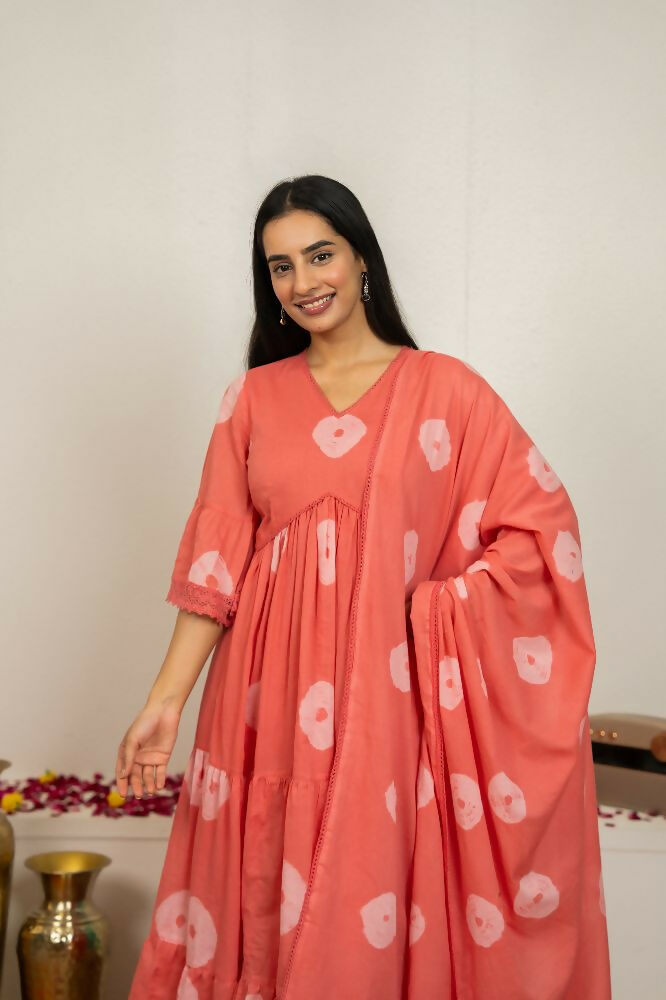 Joban Fashion Pink Tie & Dye Cotton Suit Set | Grocsy