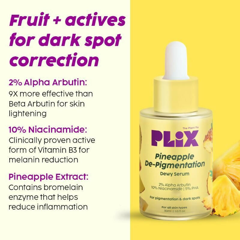 PLIX The Plant Fix Pineapple Depigmentation Regime With Face Wash, Toner, Serum & Moisturizer | Grocsy