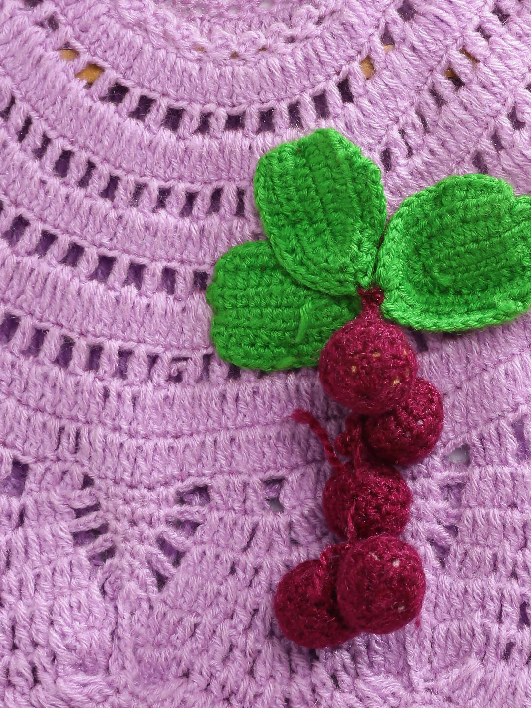 ChutPut Hand knitted Crochet Grape Wool Dress For Baby Girls - Purple | Grocsy