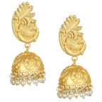 Joban Fashion Women Matte Gold Brass Jhumka | Grocsy