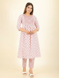 Aramya White Soft Cotton Floral Print Panelled Kurta Set for Women | Grocsy