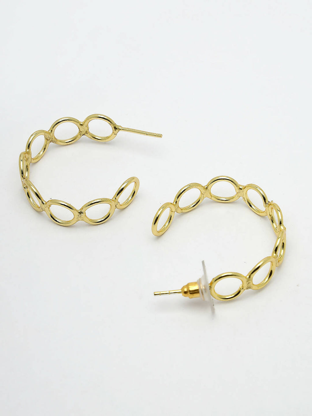 NVR Women Gold-Polished Contemporary Half Hoop Earrings