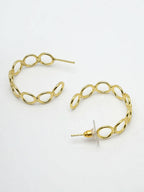 NVR Women Gold-Polished Contemporary Half Hoop Earrings