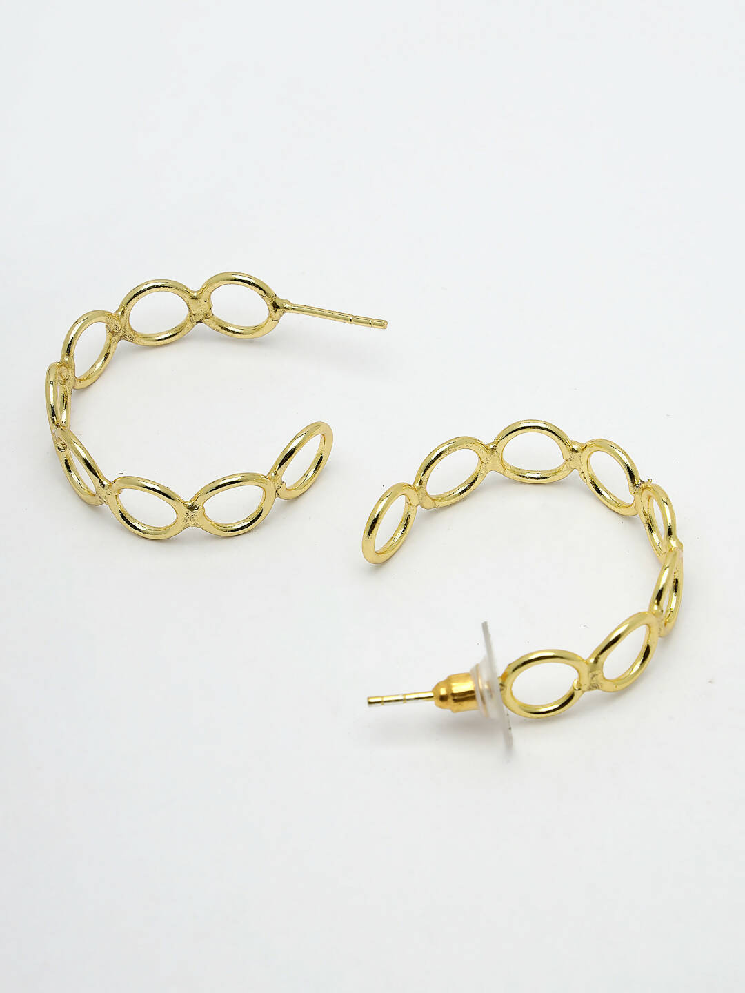 NVR Women Gold-Polished Contemporary Half Hoop Earrings