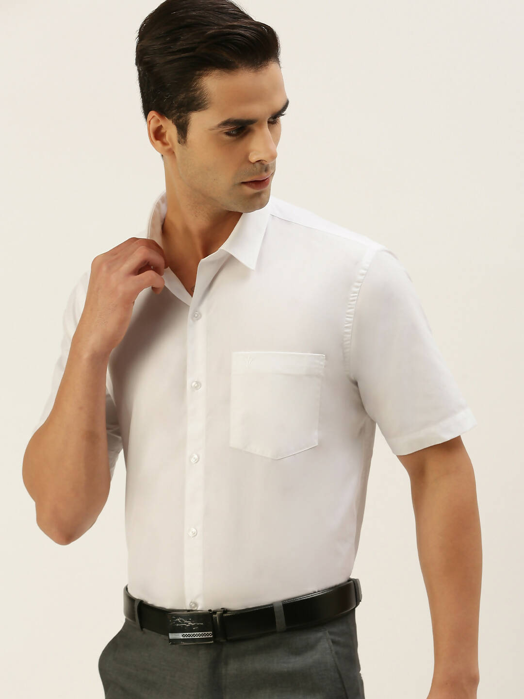 Ramraj Cotton Mens Half Sleeve Formal 100 % Cotton White Shirt | Grocsy