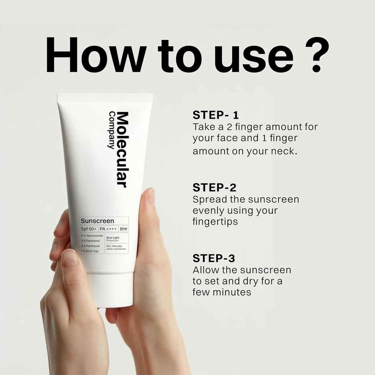 Molecular Company SPF 50+ Pa++++ 5% Niacinamide 3% Panthenol Sunscreen | Grocsy