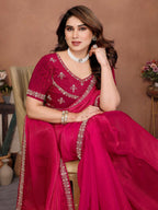 Teeya Creation Trendy Stylish Party Wear Fendy Chiffon Saree-Pink | Grocsy