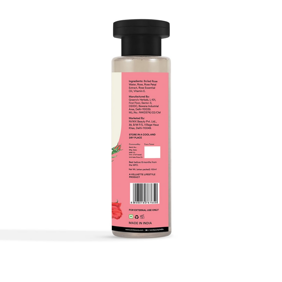 Enn Rose Water Soothing Face Toner With Natural Rose & Vitamin E For Pore Tightening | Grocsy