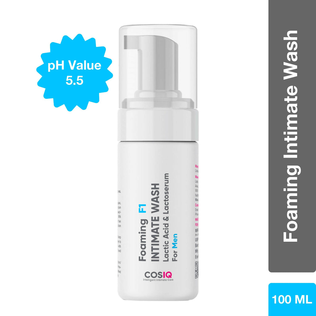 Cos-IQ Foaming F1 Intimate Wash For Men, Hygiene Wash with Lactic Acid & Lactoserum | Grocsy