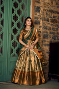 Vastranavya Traditional Jacquard Silk Zari Weaving Silk Lehenga Choli - Green | Grocsy