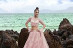 House of Panchhi Coral Net Multi Sequins with heavy Zarkan embroidery Lehenga choli & Dupatta | Grocsy