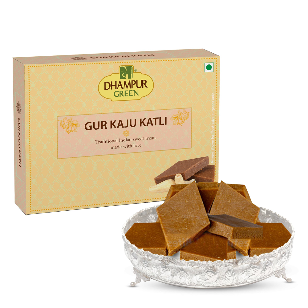 Dhampur Green Gur Kaju Katli | Grocsy