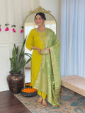 The52 Women's Beautiful Chanderi Viscose Embroidered Straight Kurta with Pant And Dupatta Set | Grocsy