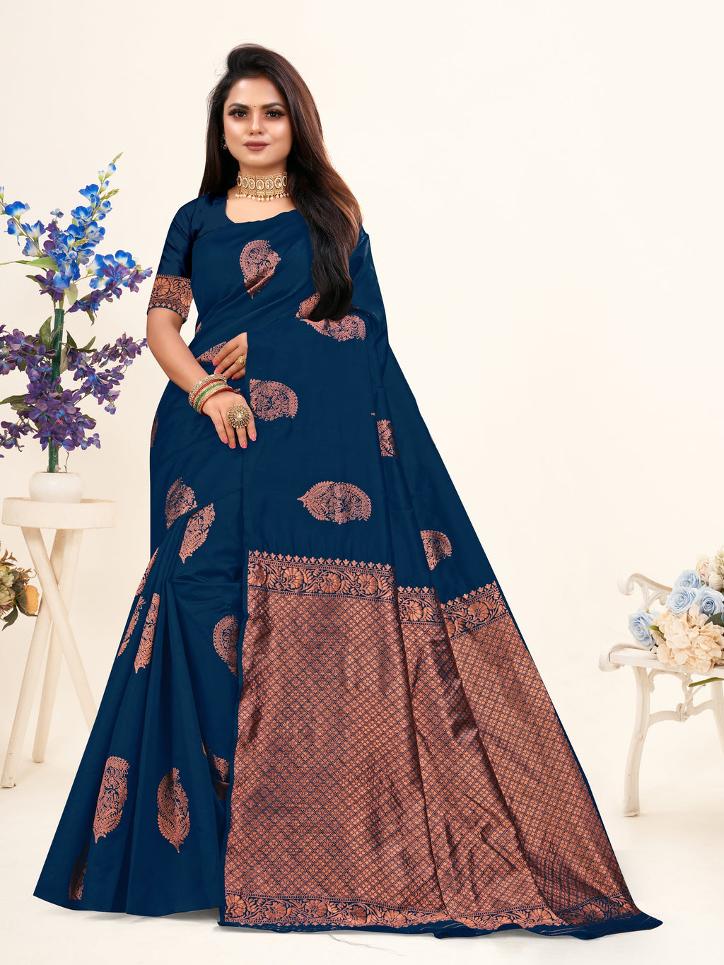 Vedant Vastram Litchi Silk Designer Banarasi Saree - Morpich Morpich | Grocsy