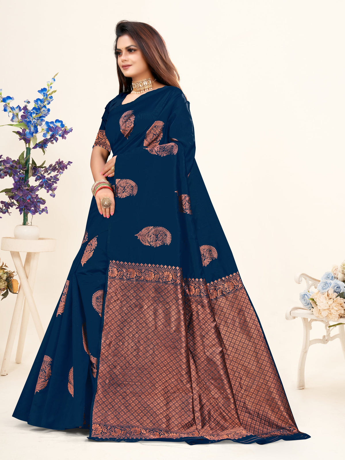 Vedant Vastram Litchi Silk Designer Banarasi Saree - Morpich Morpich | Grocsy