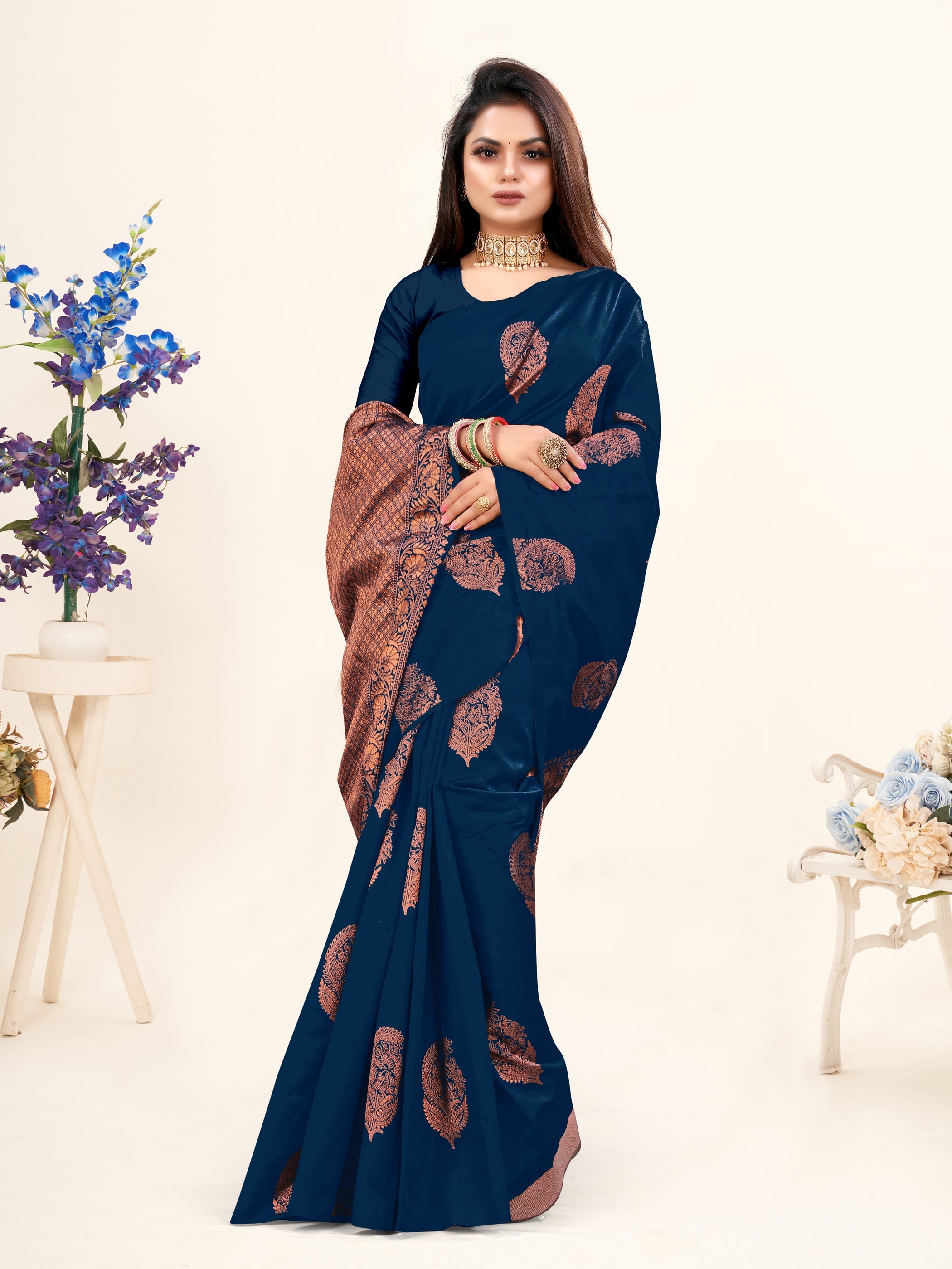 Vedant Vastram Litchi Silk Designer Banarasi Saree - Morpich Morpich | Grocsy