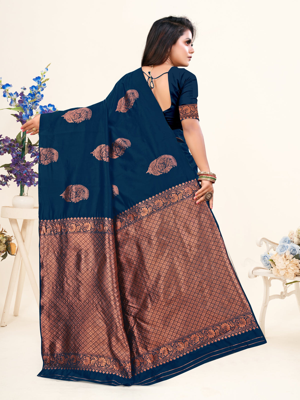 Vedant Vastram Litchi Silk Designer Banarasi Saree - Morpich Morpich | Grocsy