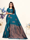 Vedant Vastram Litchi Silk Designer Banarasi Saree - Rama | Grocsy