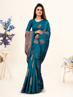 Vedant Vastram Litchi Silk Designer Banarasi Saree - Rama | Grocsy