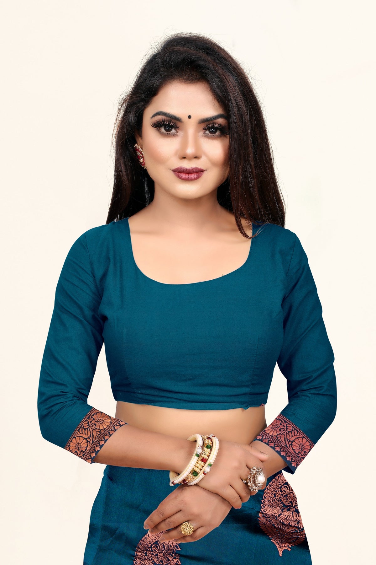 Vedant Vastram Litchi Silk Designer Banarasi Saree - Rama | Grocsy