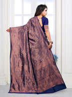 Vedant Vastram Litchi Silk Designer Banarasi Saree - Navy | Grocsy