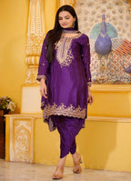 Lehenga Mart Designer Chinon Dhoti Suit With Sequence Embroidered Work - Purple | Grocsy