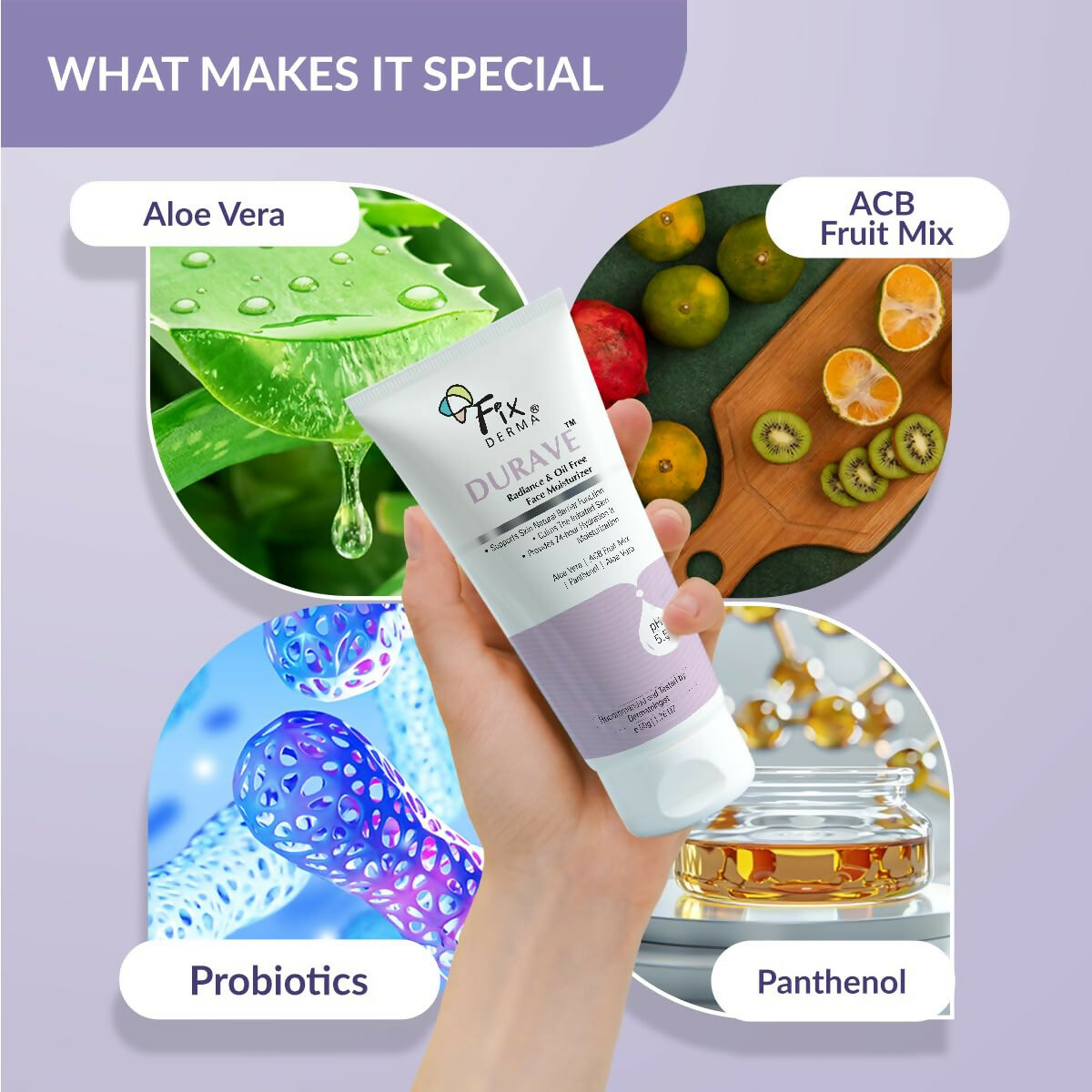 Fixderma Durave Radiance & Brightening Oil Free Face Moisturizer with Probiotics | Grocsy