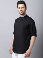 Even Apparels Black Pure Cotton Men's Kurta With Side Placket | Grocsy