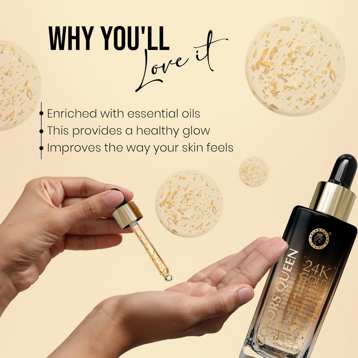 Colors Queen 24K Gold Serum With Niacinamide For Glowing Skin | Grocsy